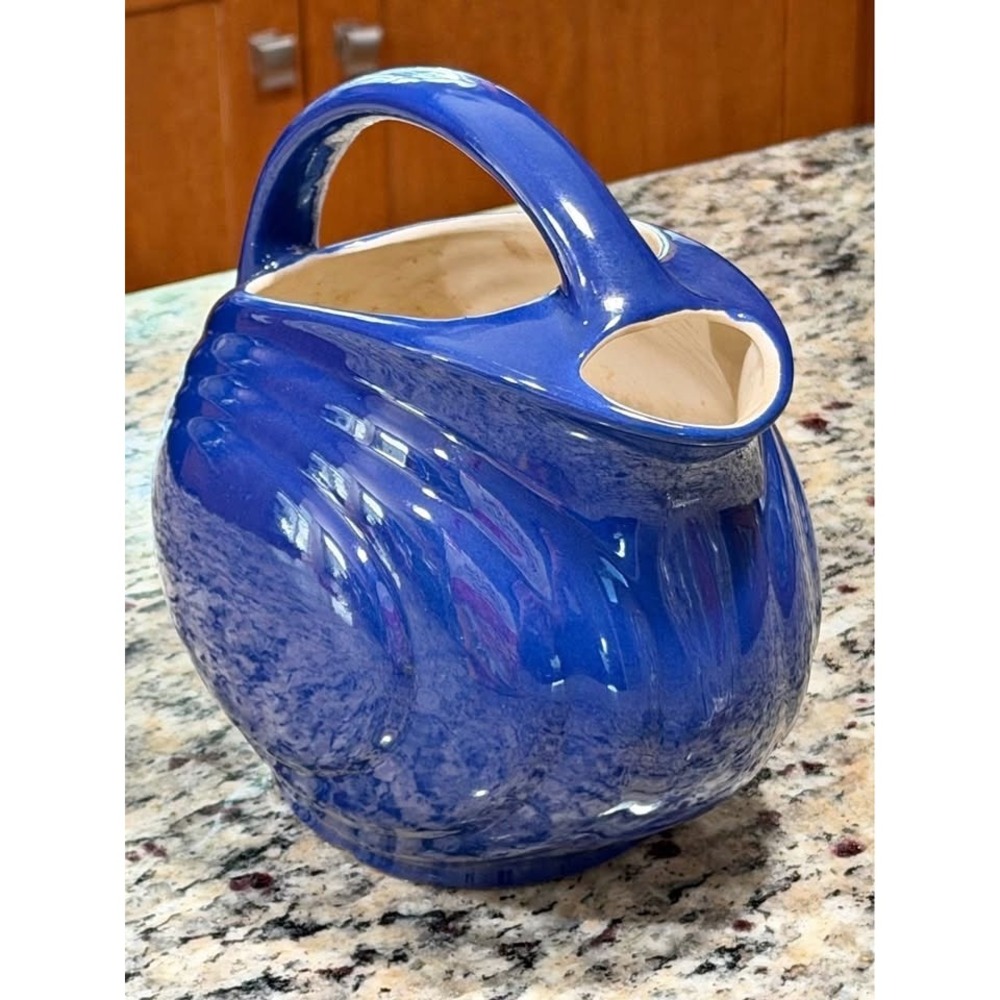VTG Tilt Ball Water Pitcher Red Wing Pottery Colbalt BLUE excellent condition